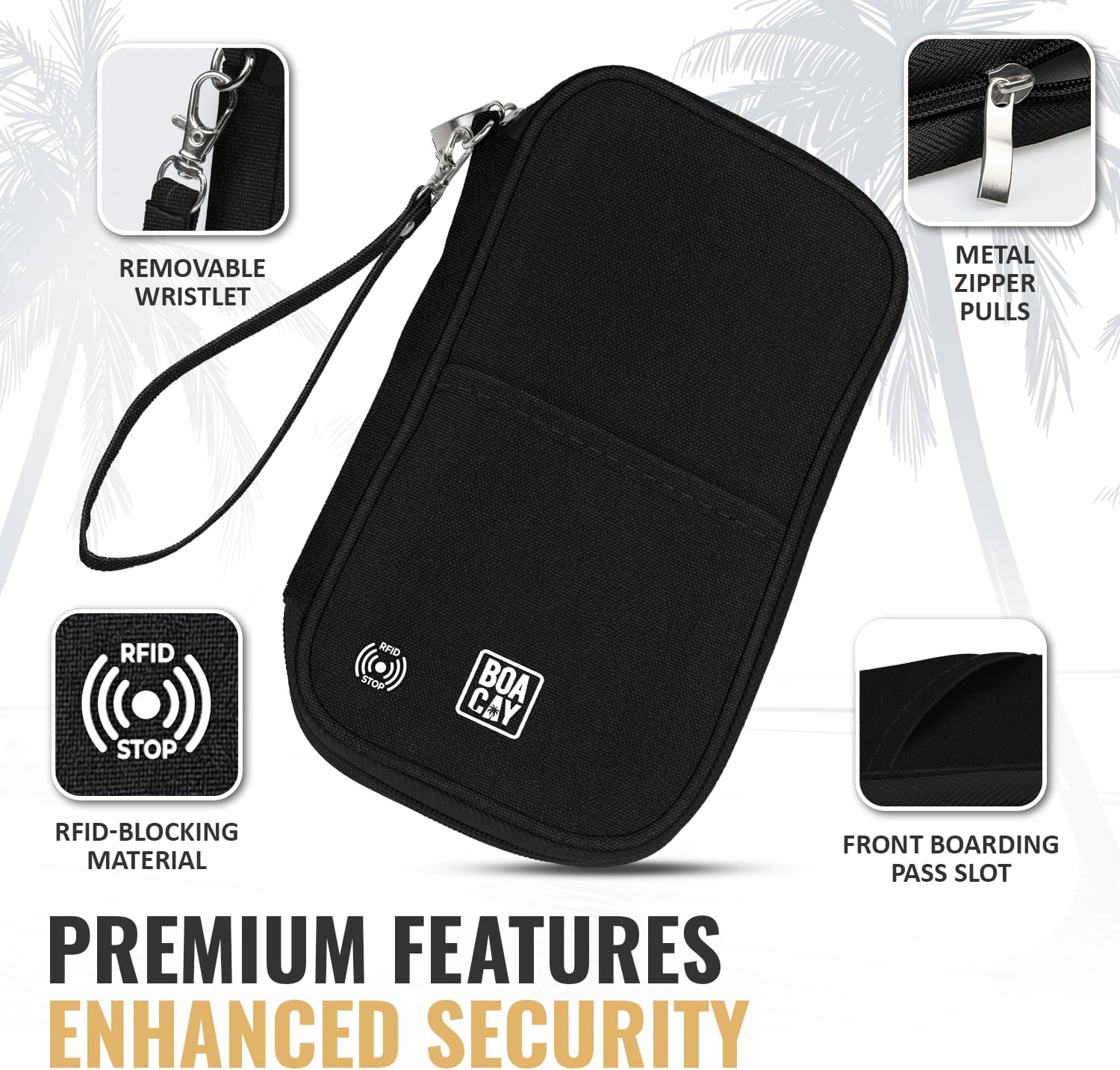 Travel Document Organizer with RFID, Family Passport Holder, Wallet for Women & Men, Portable & Waterproof Case for Cards, Boarding Pass, Money - Image 3