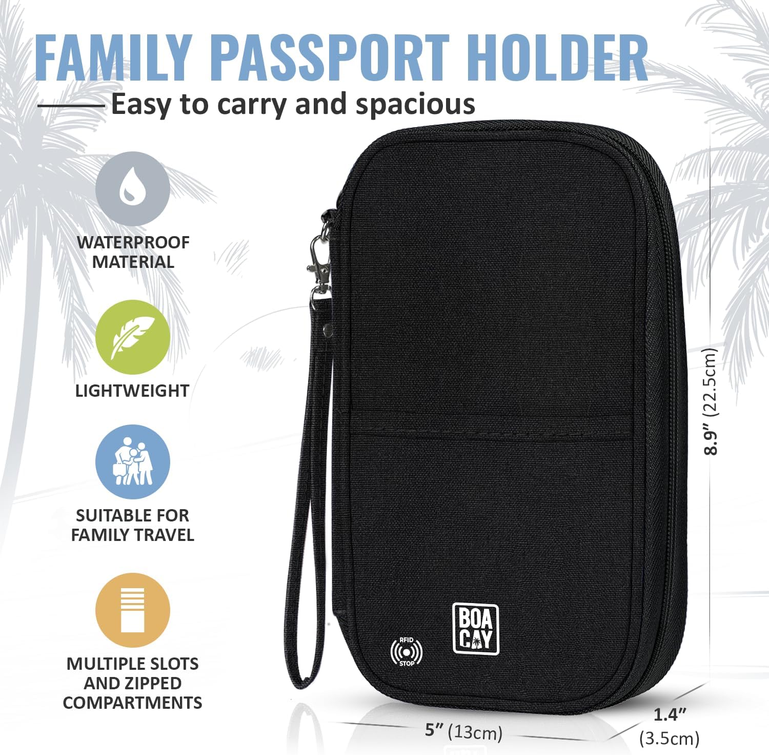 Travel Document Organizer with RFID, Family Passport Holder, Wallet for Women & Men, Portable & Waterproof Case for Cards, Boarding Pass, Money - Image 4