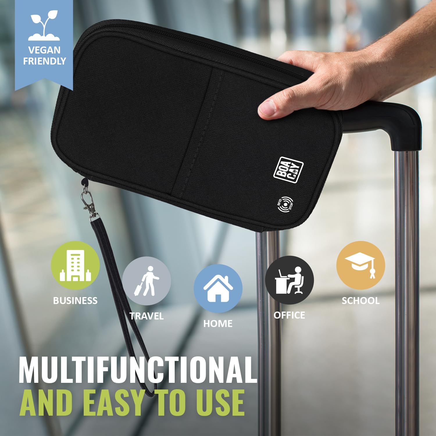 Travel Document Organizer with RFID, Family Passport Holder, Wallet for Women & Men, Portable & Waterproof Case for Cards, Boarding Pass, Money - Image 6