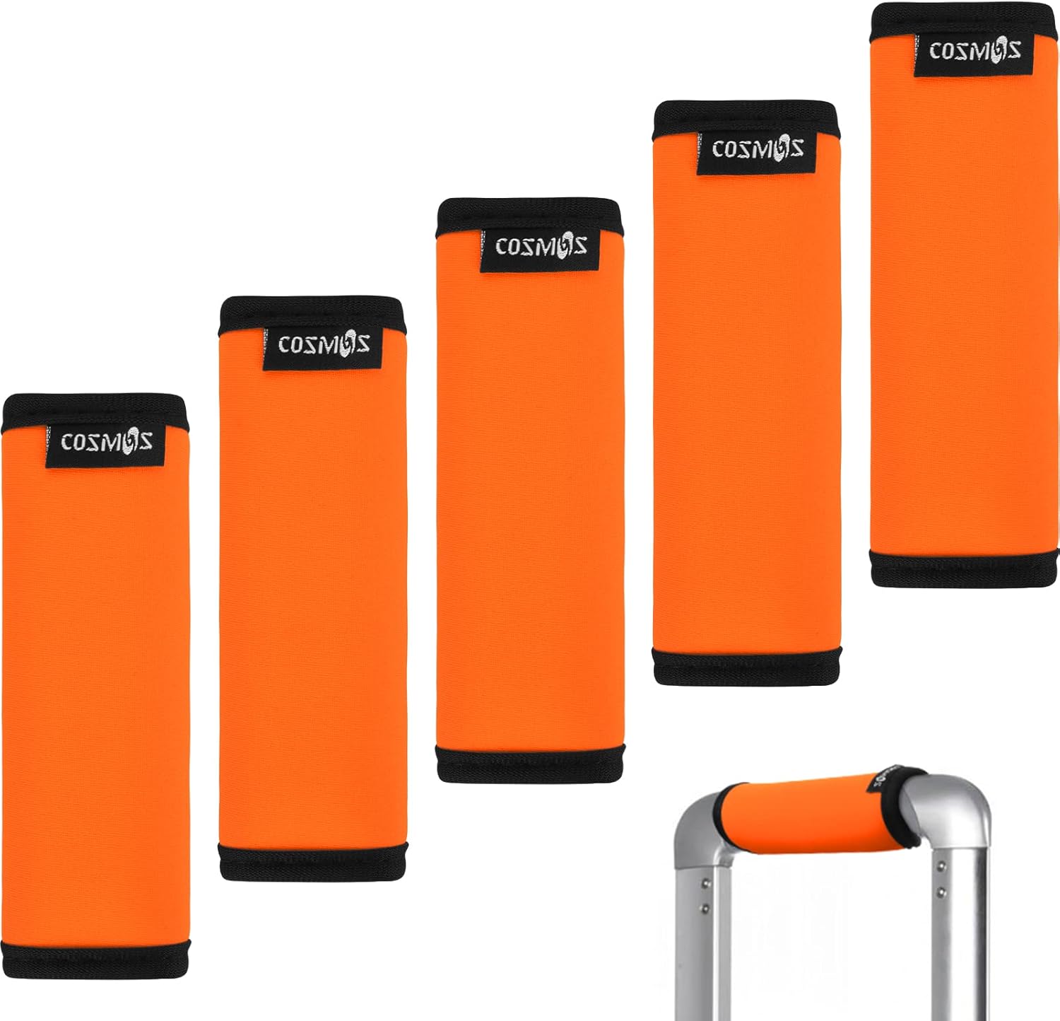 Cosmos 5 Pieces Fluorescence Orange Comfort Neoprene Handle Wraps/Grip/Identifier for Travel Bag Luggage Suitcase Travel Bag Luggage Suitcase Travel Bag Laptop Computer Tote Briefcases