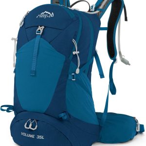 Hiking Backpack,35L Waterproof Hiking Daypack with 3L Water Bladder and Rain Cover, Lightweight Travel Camping Backpack for Men Women (Blue)